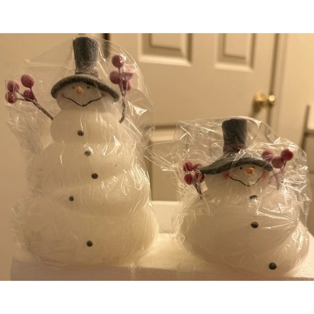 Set Of 2 Illuminated Melted‎ Snowman By Candle Impressions. Deadstock Rare New
